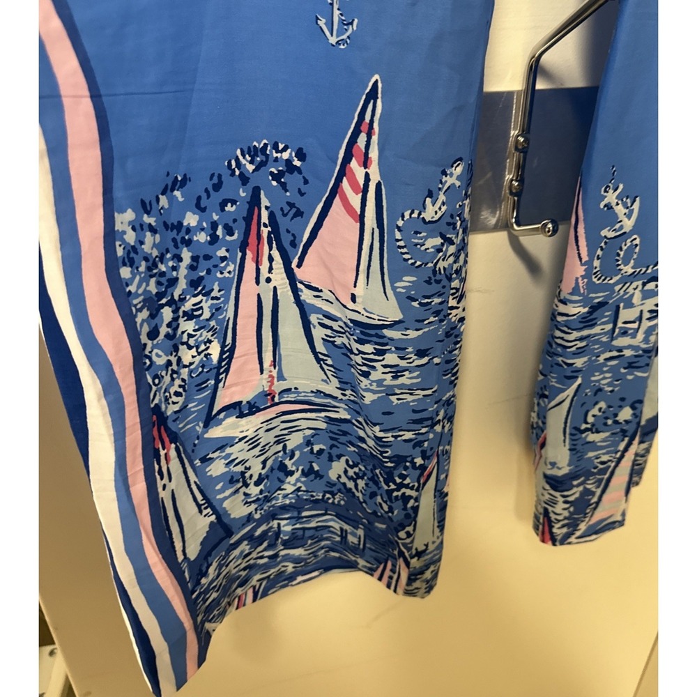 Lilly Pulitzer Size XL Bal Harbour Palazzo Pants Lunar Blue A Lil Nauti Engineer - Picture 4 of 13